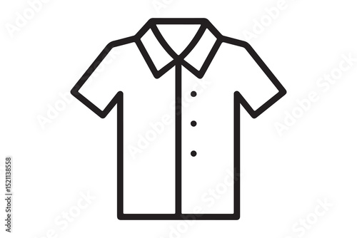 An outline of a short sleeved button down shirt with a collar design