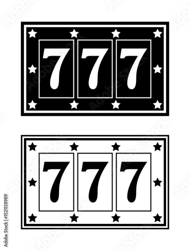 Slot machine casino Cut Out Vector Icon. Icon of gambling. Three 7s. Vector illustrations EPS10