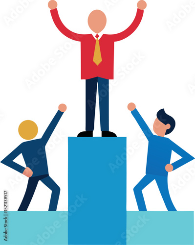 Team Lifting Their Manager on a Pedestal Celebrating Success