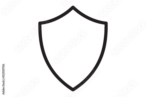 A simple black outline of a shield on a plain white background