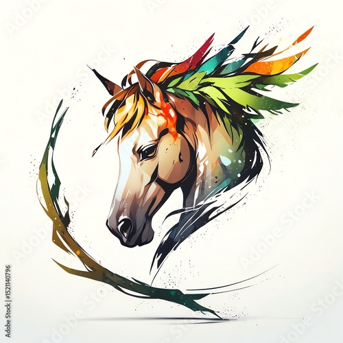 Vibrant Horsehead with Colorful Wings