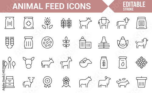 Animal Feed Icons for Livestock, Pets, and Agricultural Feed Systems