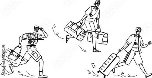 explore hurrying tourist man vector