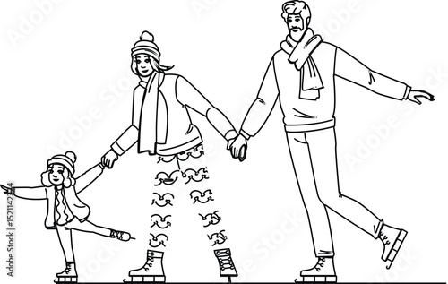 glide ice skating family vector