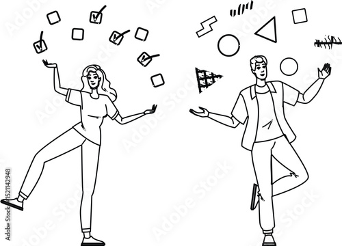focus juggling multiple tasks vector