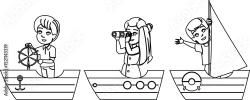 fun kid boating vector