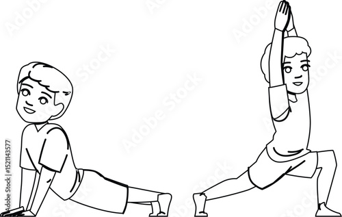 exercise kid boy yoga vector