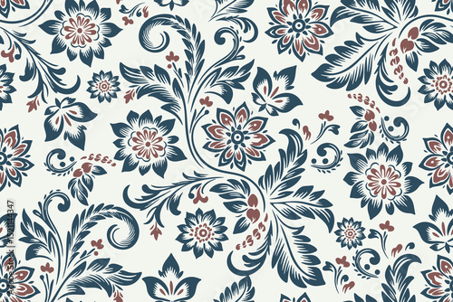 Motifs Ikat floral paisley embroidery background.geometric ethnic oriental pattern traditional.Aztec-style abstract. design for texture, fabric, clothing, wrapping, decoration
