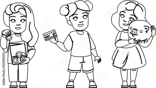 child kid money girl vector