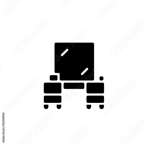 dressing table with mirror glyph icon