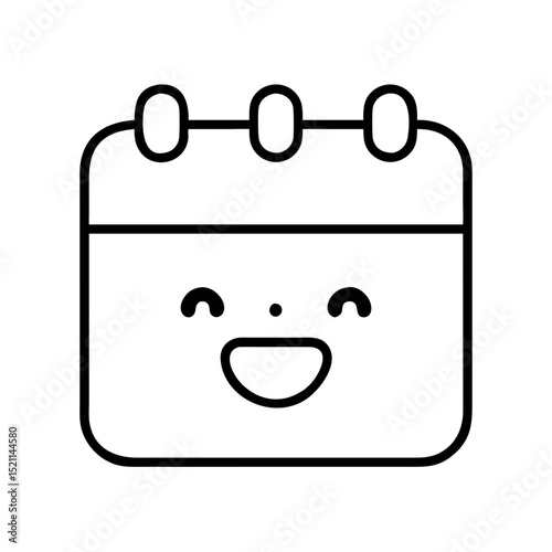 笑顔のカレンダー – シンプルでかわいいアウトラインベクター

