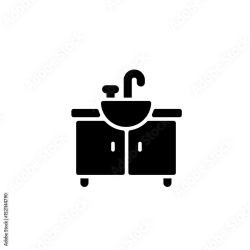 simple kitchen sink with drawer glyph icon