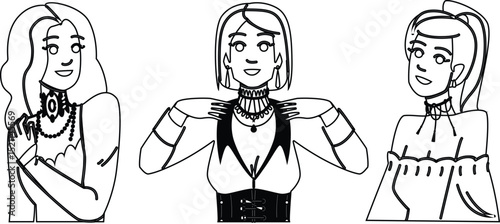 jewelry lace choker woman vector