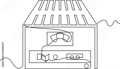 one line art Voltage stabilizer vector illustration. line art, one continuous line, simple, hand drawn and sketch style. for icons, symbols, signs or logos. PNG