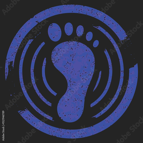 Blue Footprint Symbol with Circle