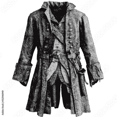 Pirate jacket costume halftone grunge vector design element
