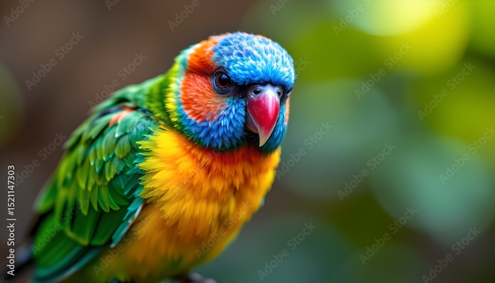 Fototapeta premium Vibrant Rainbow Lorikeet Portrait Colorful Bird Close up Exotic Australian Parrot