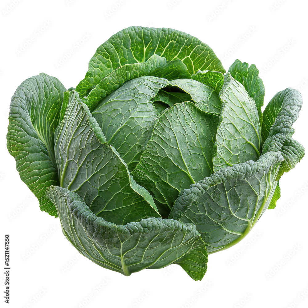 Obraz premium Cabbage green head isolated on transparent background. PNG.