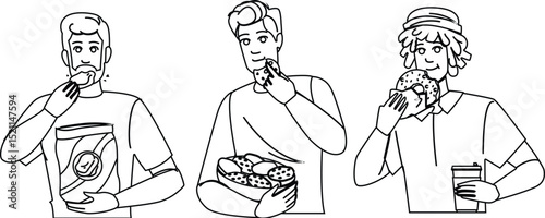 pretzels man eating snacks vector