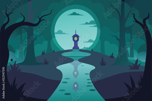 halloween night scene with bats background
