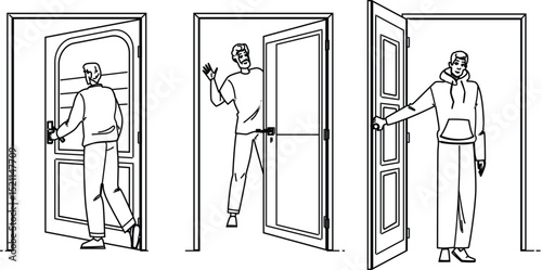 entrance man in doorway vector