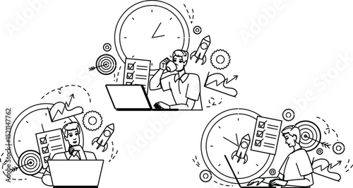 corporate man laptop planning vector