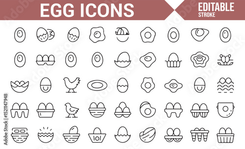 Egg and Poultry Icons for Breakfast, Cooking, and Food Design Projects