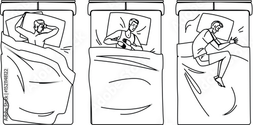 napping man sleep poses vector