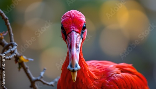 Vibrant Scarlet Ibis Portrait Close up of a Red Bird in Nature