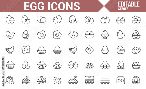 Collection of Egg and Poultry Icons for Cooking and Food Preparation