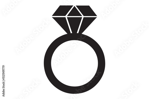 Illustration of a black diamond ring on a white background design