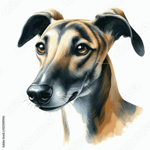 Wind-Sculpted Muse dog greyhound isolated watercolor vector illustration svg