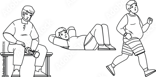 lifestyle overweight man fitness vector