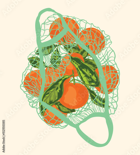 Fresh Oranges in Mint Mesh Bag