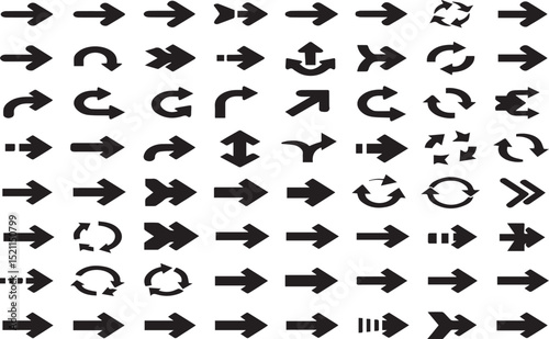 Arrow collection vector set design direction pointers navigation graphic element illustration sign symbol 100