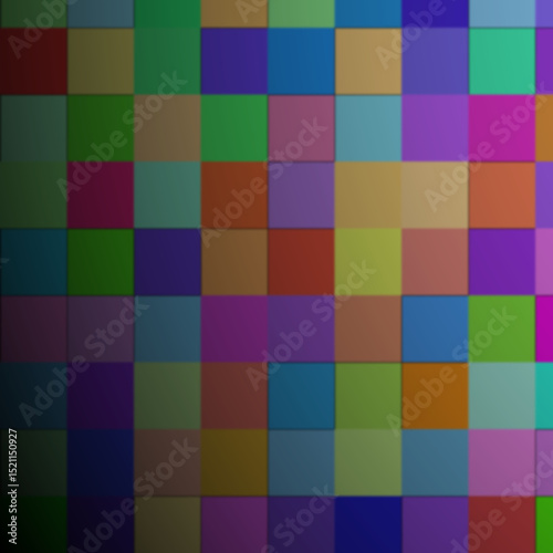 A vibrant mosaic of multicolored squares forming a visually striking abstract pattern.