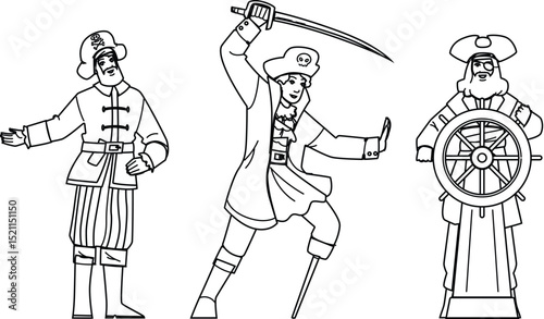 sea pirate captain vector