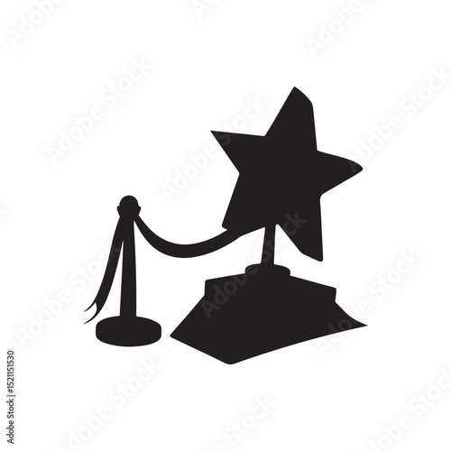 Award podium silhouette with star – clean black vector on white