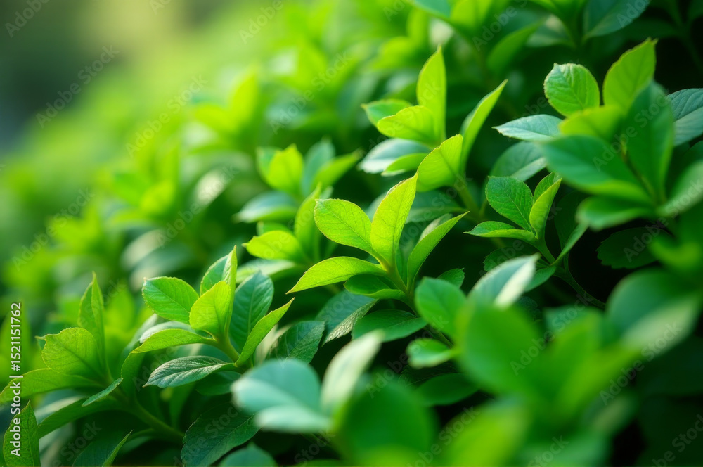 A detailed view of a bush with lush green leaves A detailed view of a bush with lush green leaves