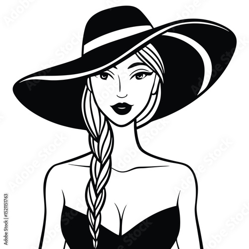 Elegant Woman in Wide Brimmed Hat