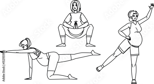 yoga pregnant fitness exercises vector