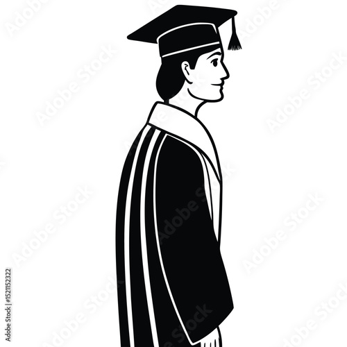 Side View of a Graduate in Graduation Gown