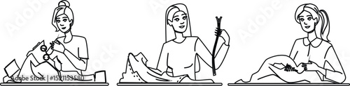 darning repair cloth woman vector