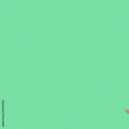 Abstract Composition of Scattered Triangles on a Mint Green Background