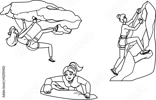 climb rock climbing woman vector