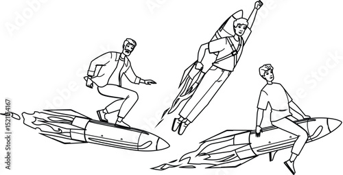 fly rocket man vector