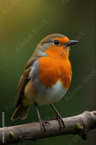A small bird sitting on a branch, featuring bright orange and white plumage