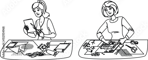 albums scrapbooking woman vector