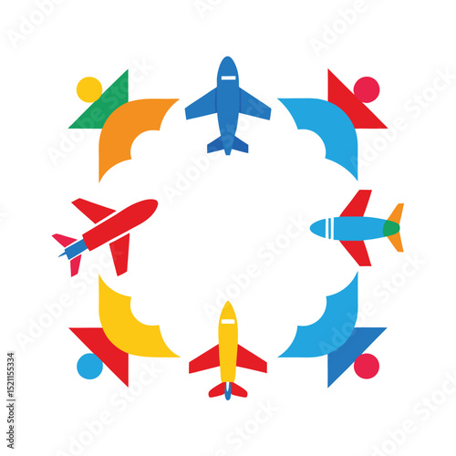 Airplane Themed Border with Vibrant Colors