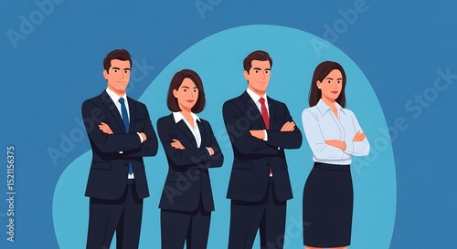 Confident business team, arms crossed, standing together.  